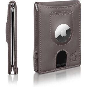 RFID Blocking Leather Wallet Men AirTag Holder Slim